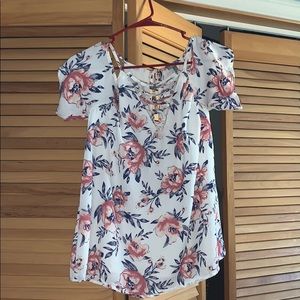 floral off the shoulder shirt